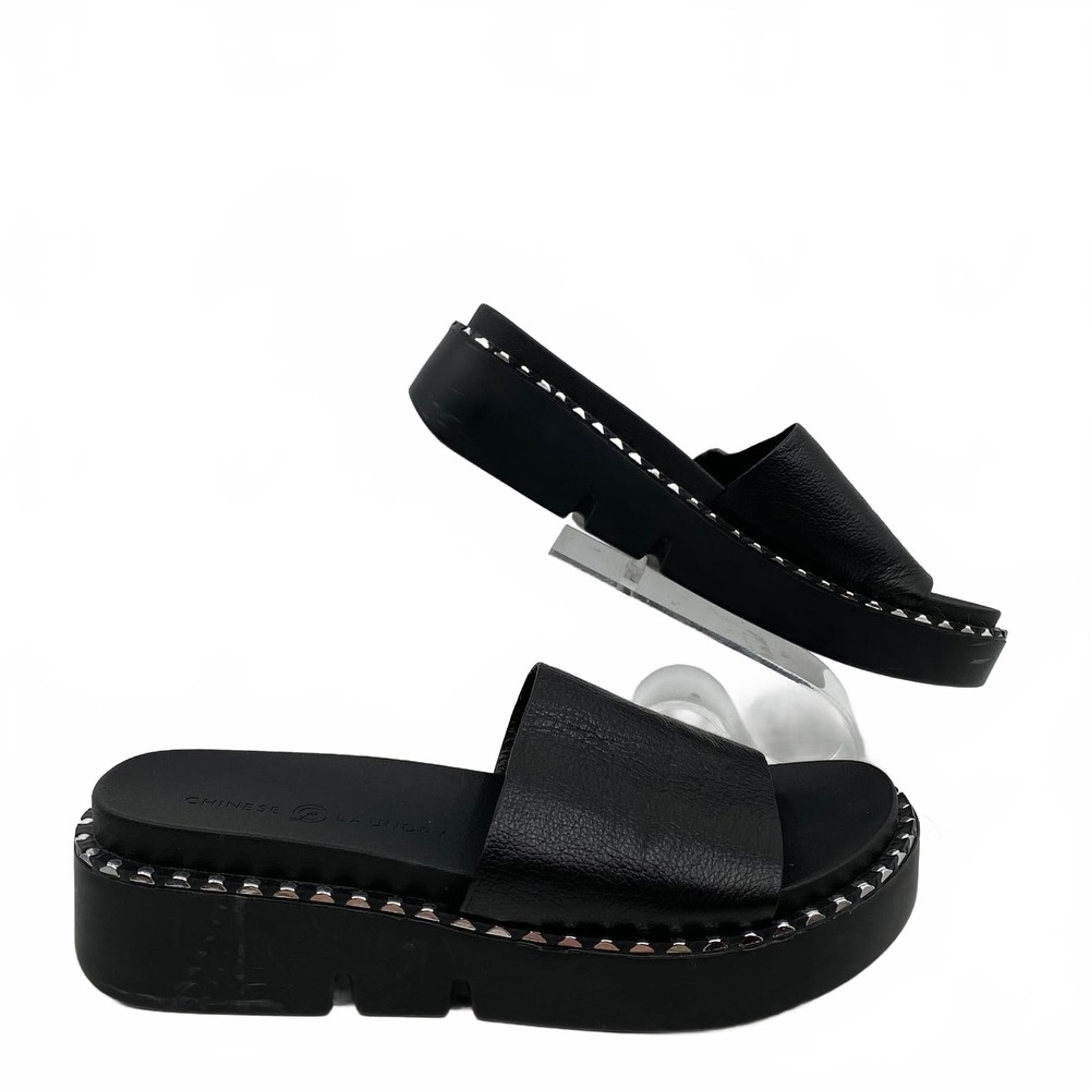 Chinese Laundry Studded Black Silver Sandals | Womens 8.5